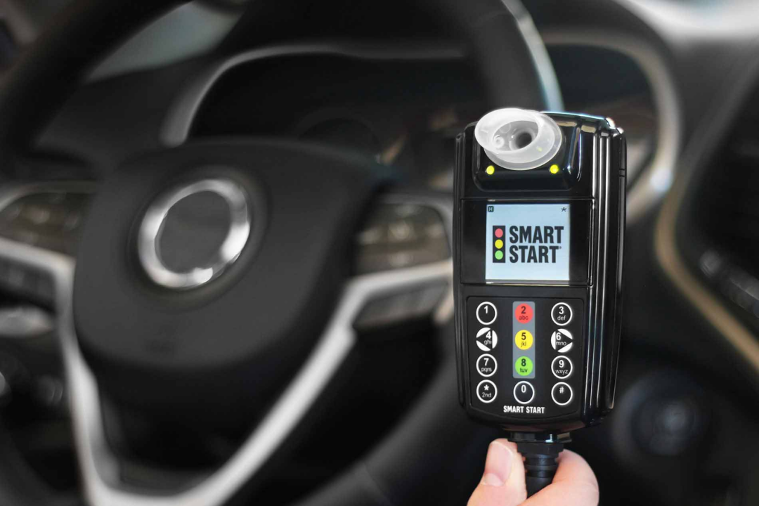 Ignition interlock device installed on a car dashboard as required under Maryland's Noah's Law